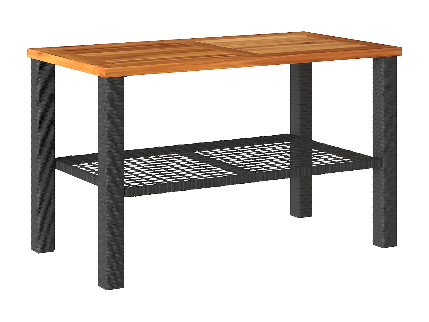Centreville  Table de jardin noir 70x38x42 cm résine tressée et bois acacia