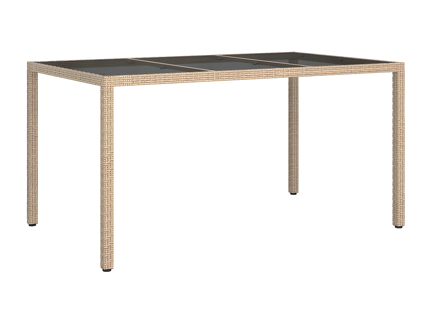 Harko  Tuintafel 150x90x75 cm gehard glas en poly rattan beige