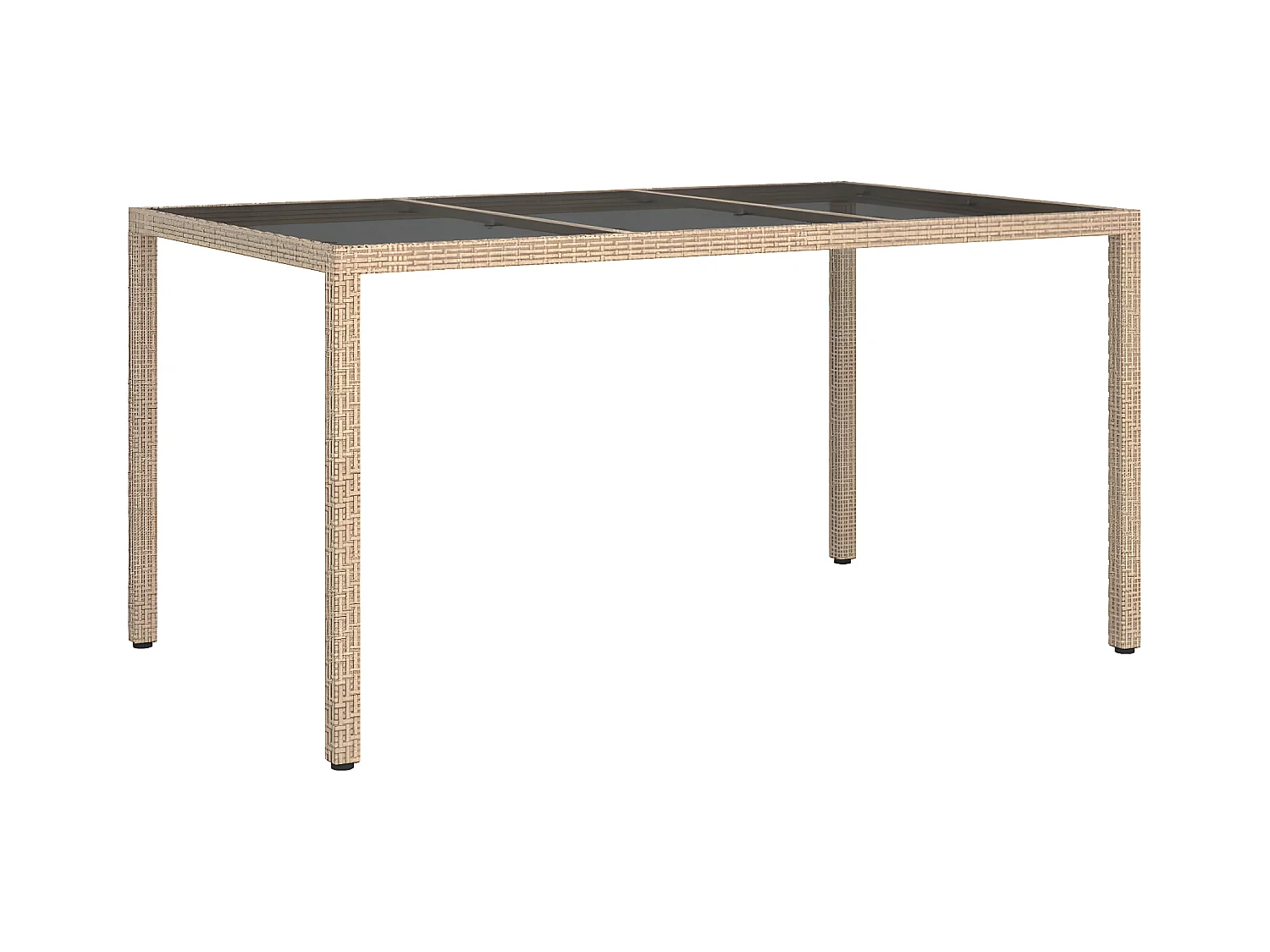 Harko  Table de jardin 150x90x75 cm Verre trempé/résine tressée Beige