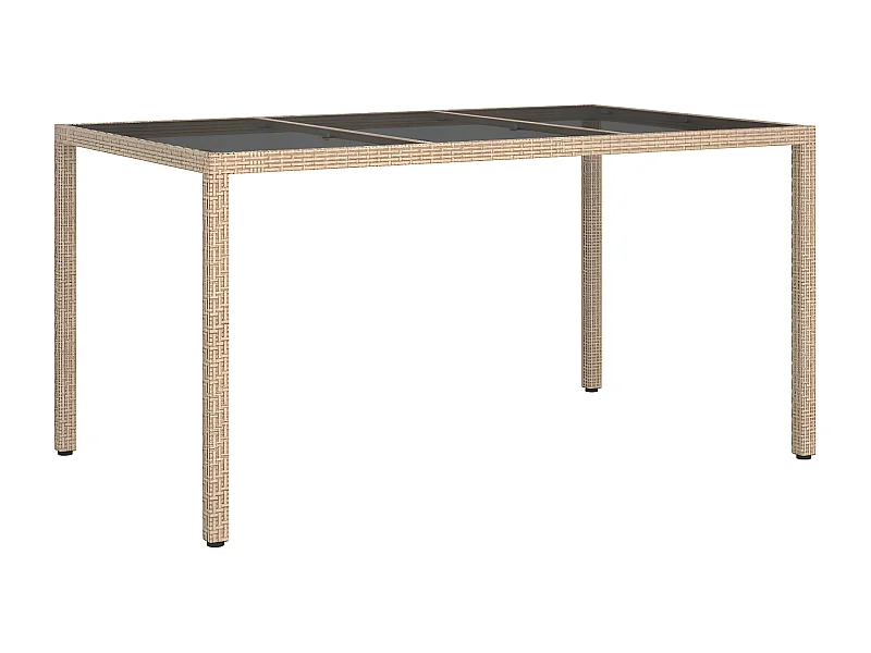 Harko  Table de jardin 150x90x75 cm Verre trempé/résine tressée Beige