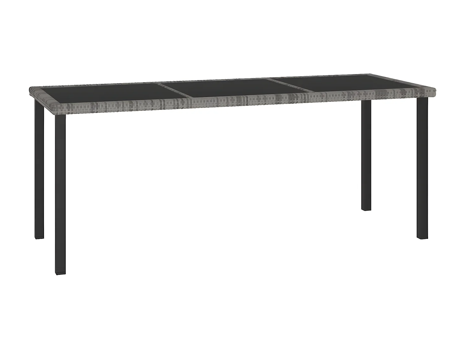 Natalie Hope  Table à dîner de jardin Gris 180x70x73 cm Résine tressée