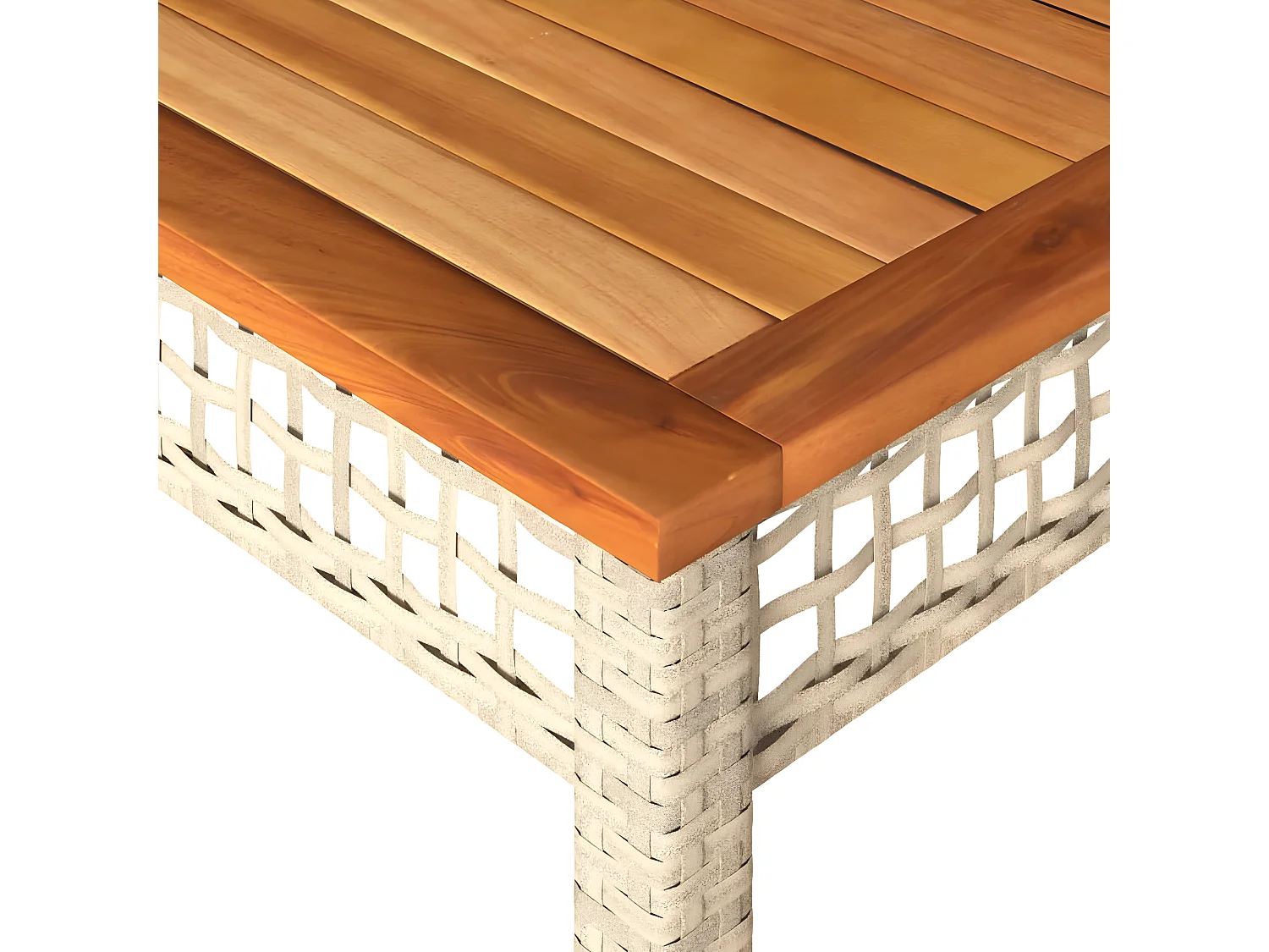 Centreville  Table de jardin beige 140x80x75 cm résine tressée et acacia