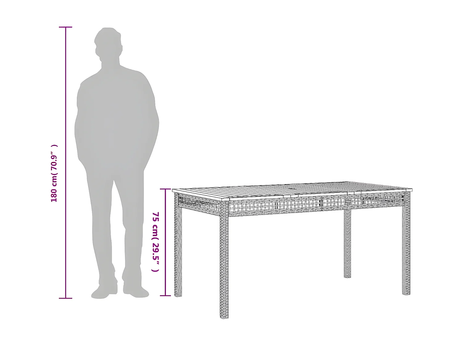 Centreville  Table de jardin beige 140x80x75 cm résine tressée et acacia