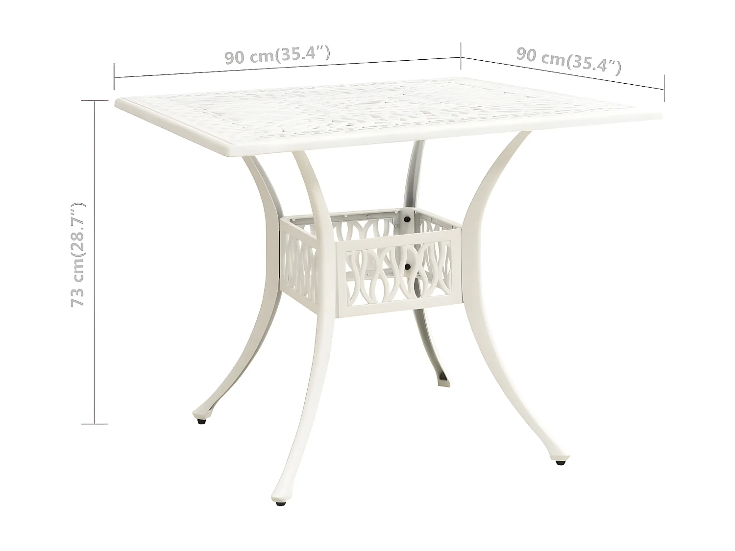 Broadway  Table de jardin Blanc 90x90x73 cm Aluminium coulé