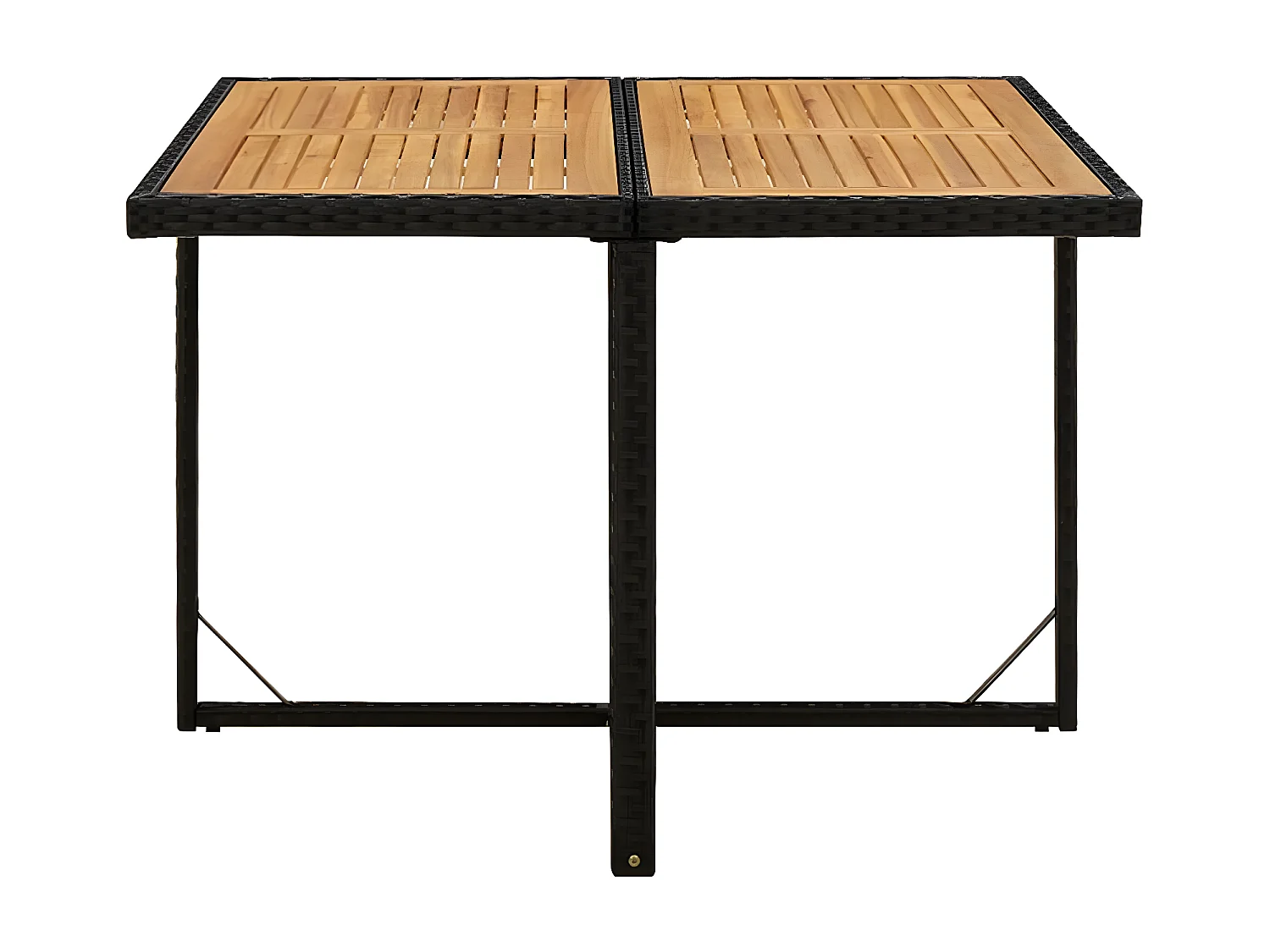 Cisco  Gartentisch Schwarz 109x107x74cm Poly Rattan Massivholz Akazie