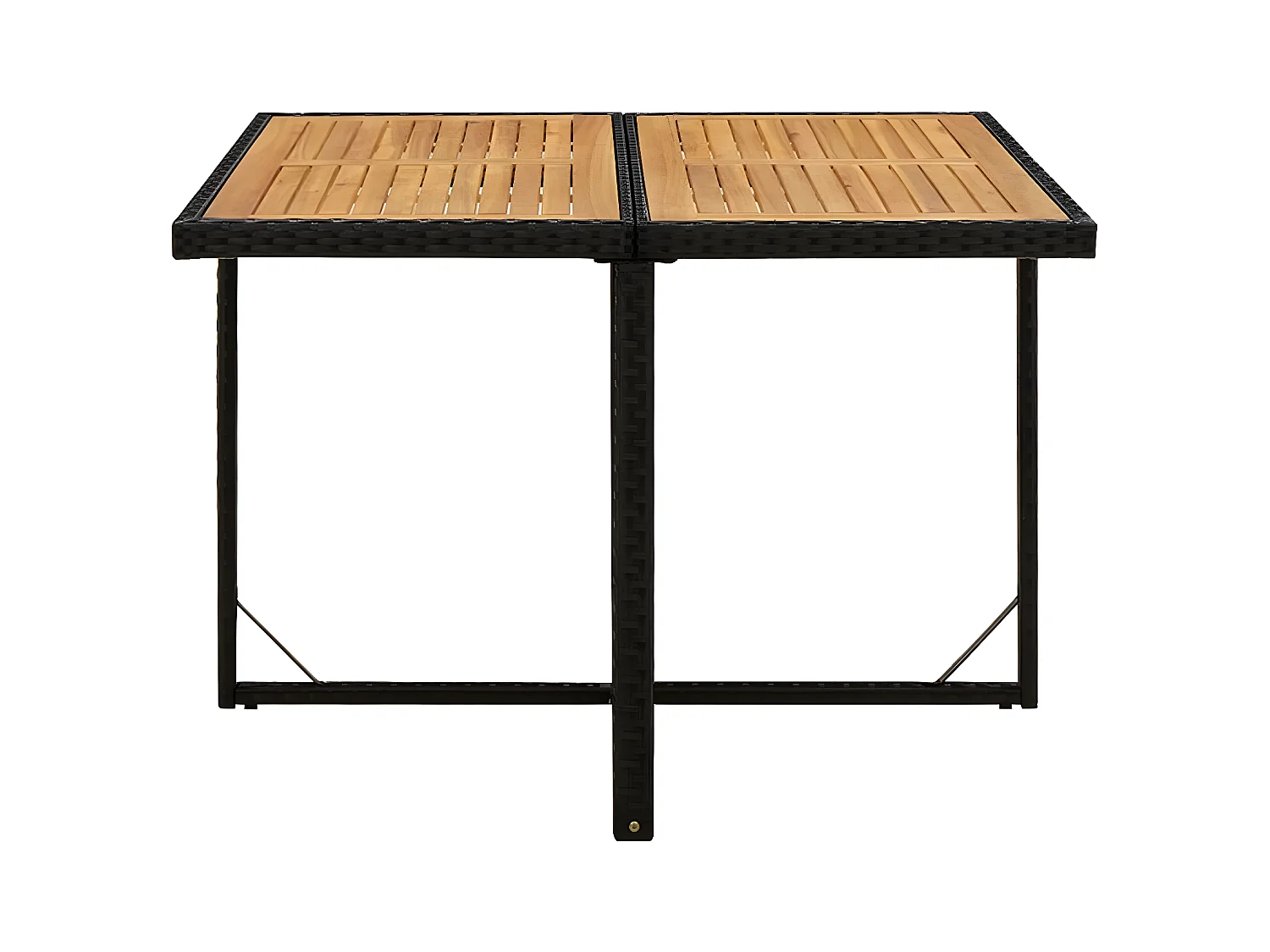 Cisco  Table de jardin Noir 109x107x74 cm Résine tressée bois massif