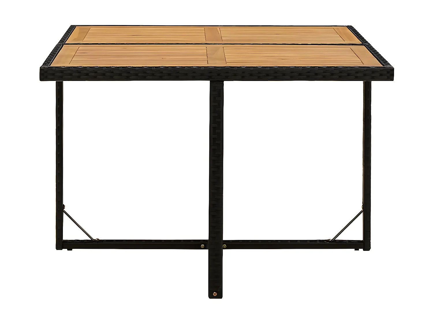 Cisco  Table de jardin Noir 109x107x74 cm Résine tressée bois massif