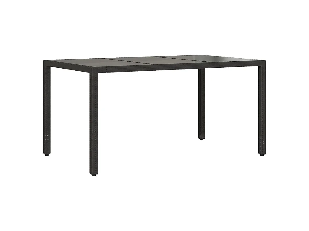Giuseppe Luigi  Tavolo da Giardino Piano in Vetro Nero 150x90x75 cm Polyrattan