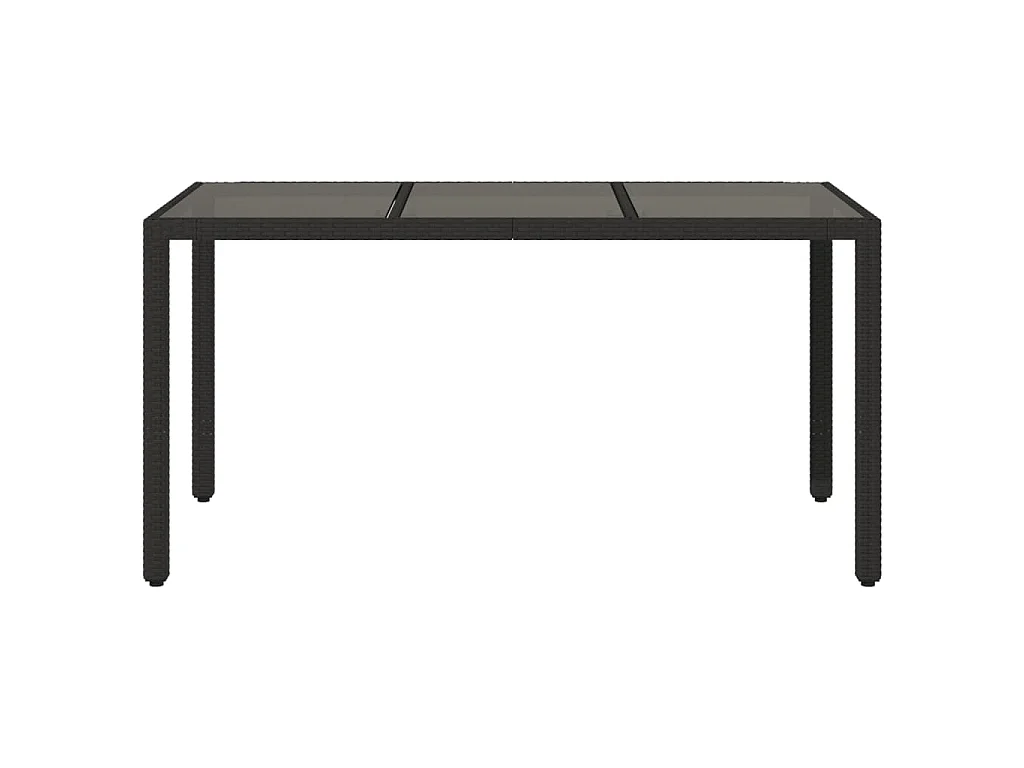 Giuseppe Luigi  Tavolo da Giardino Piano in Vetro Nero 150x90x75 cm Polyrattan