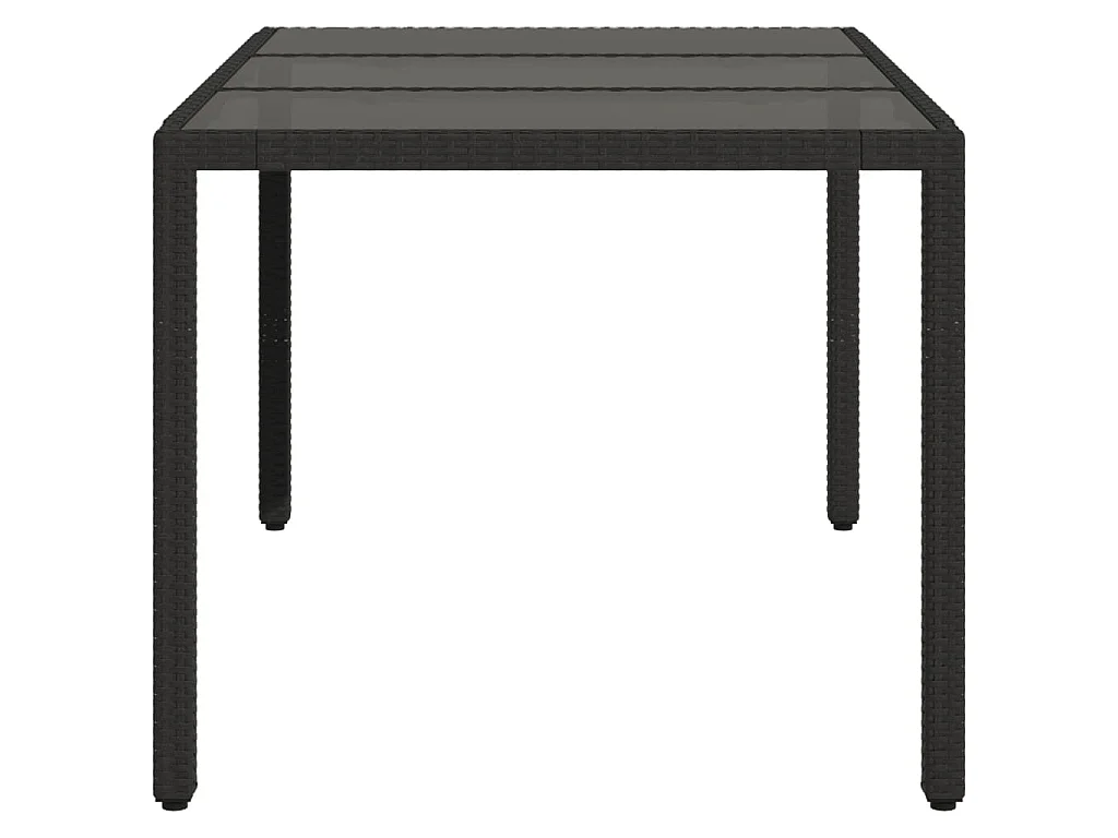 Giuseppe Luigi  Tavolo da Giardino Piano in Vetro Nero 150x90x75 cm Polyrattan