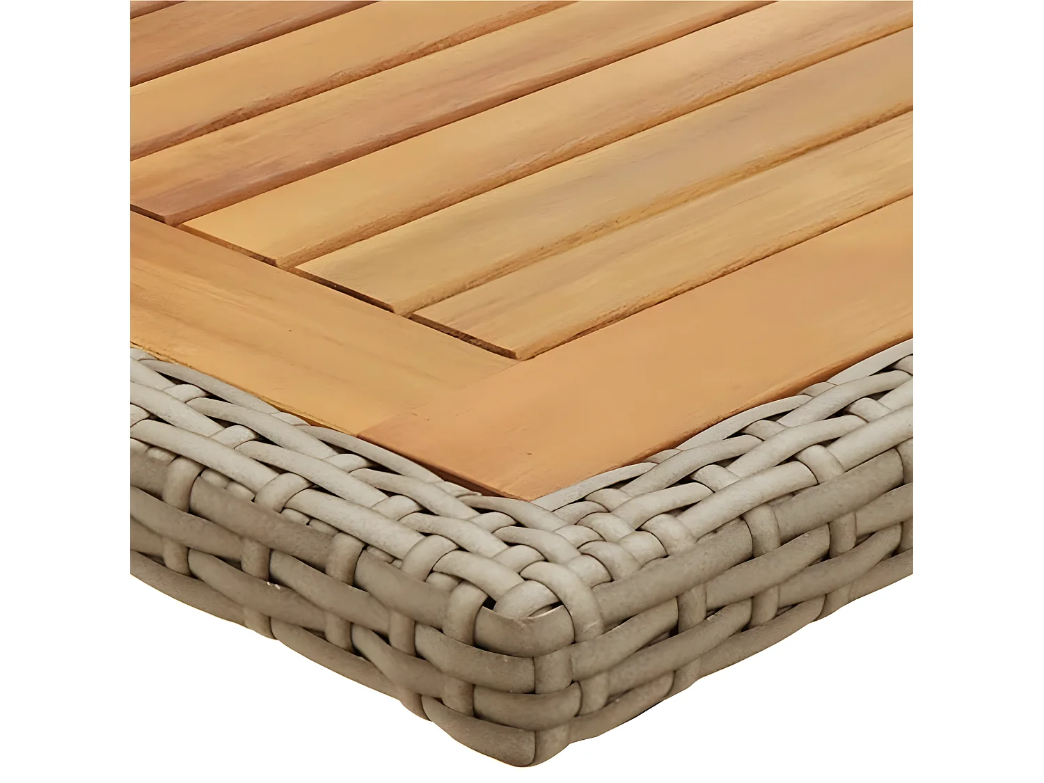 Drumsna  Gartentisch Beige Massivholz Akazie und Poly Rattan