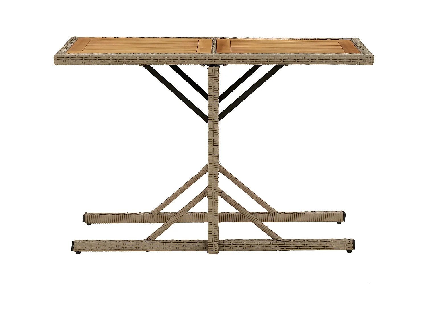 Drumsna  Table de jardin Beige Bois massif d'acacia et poly rotin