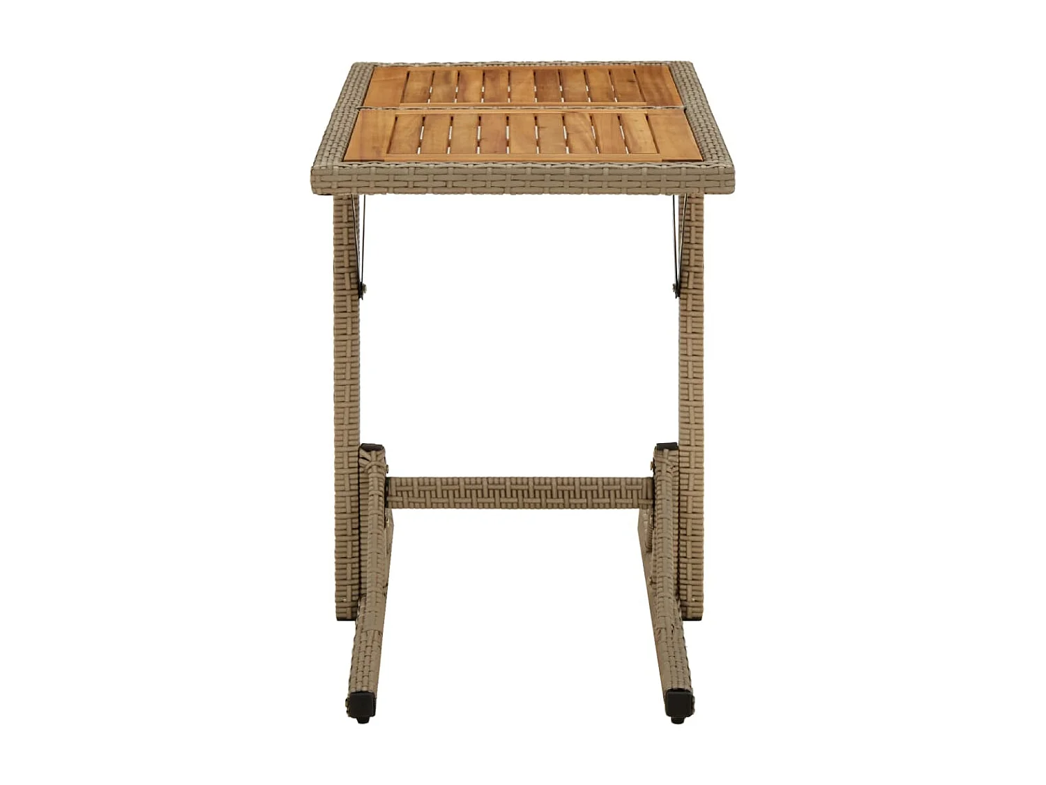 Drumsna  Table de jardin Beige Bois massif d'acacia et poly rotin