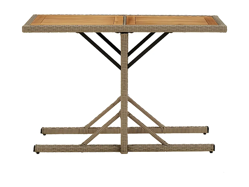 Drumsna  Table de jardin Beige Bois massif d'acacia et poly rotin