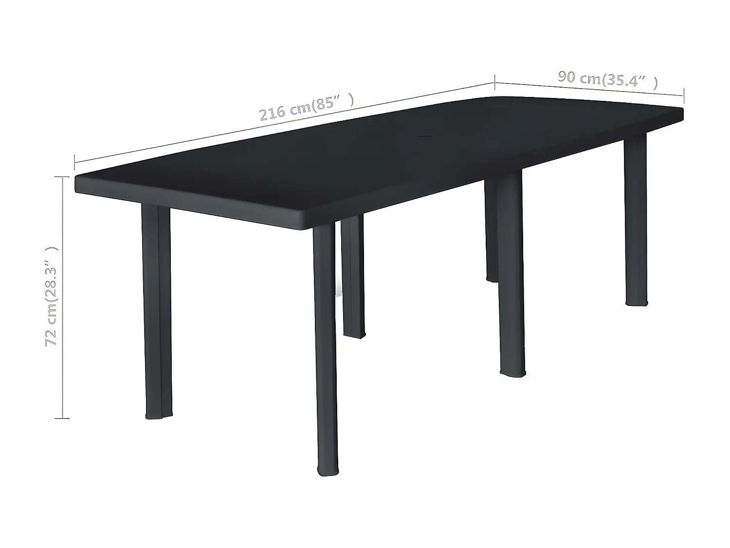 Garden Furniture -  Tuintafel 216x90x72 cm kunststof antraciet