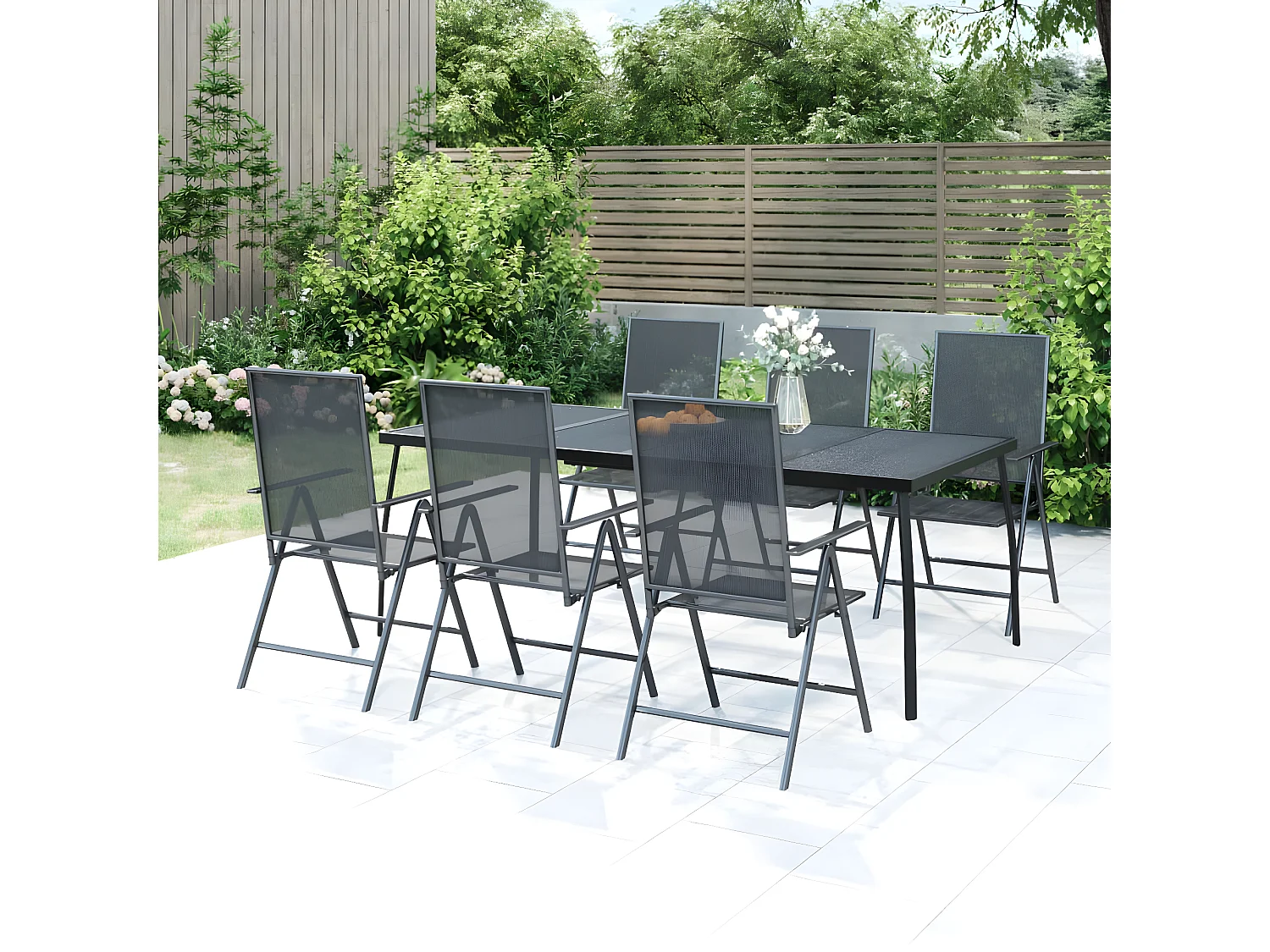 Ikast  Gartentisch Anthrazit 200x100x72 cm Stahlgitter