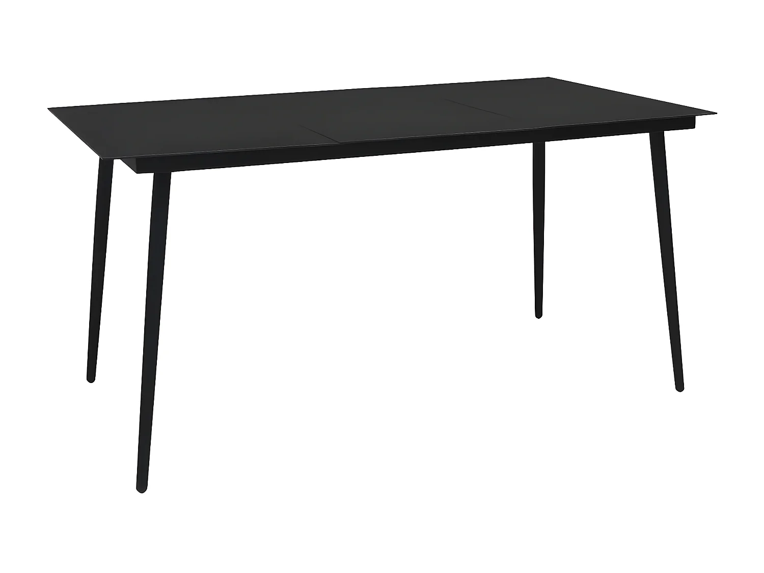Gudleik  Mesa de comedor de jardín acero y vidrio negra 190x90x74 cm