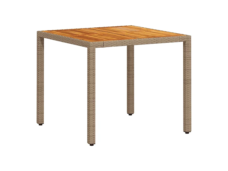 Ane Marthe  Table de jardin beige 90x90x75 cm résine tressée et bois acacia