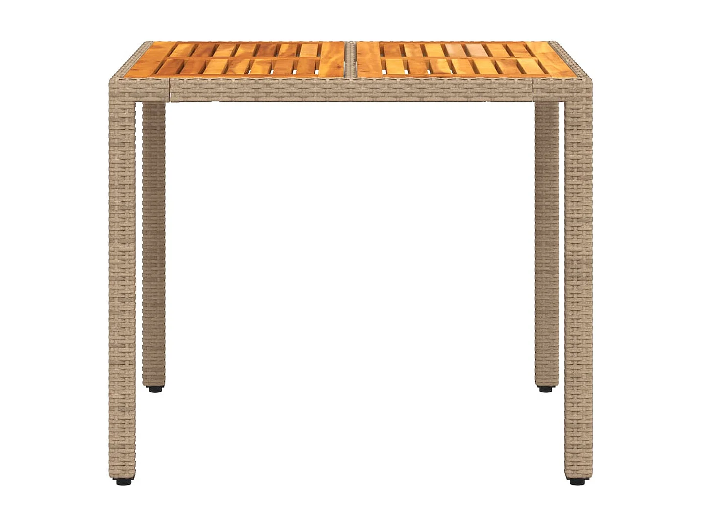 Ane Marthe  Table de jardin beige 90x90x75 cm résine tressée et bois acacia