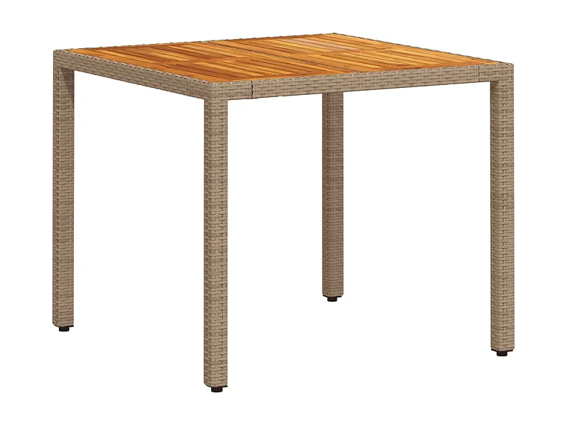 Ane Marthe  Table de jardin beige 90x90x75 cm résine tressée et bois acacia