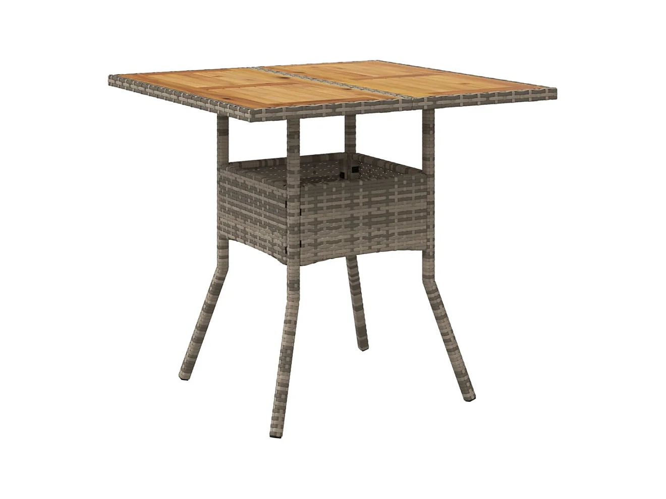 Leila Hope  Tuintafel met acaciahouten blad 80x80x75 cm poly rattan grijs