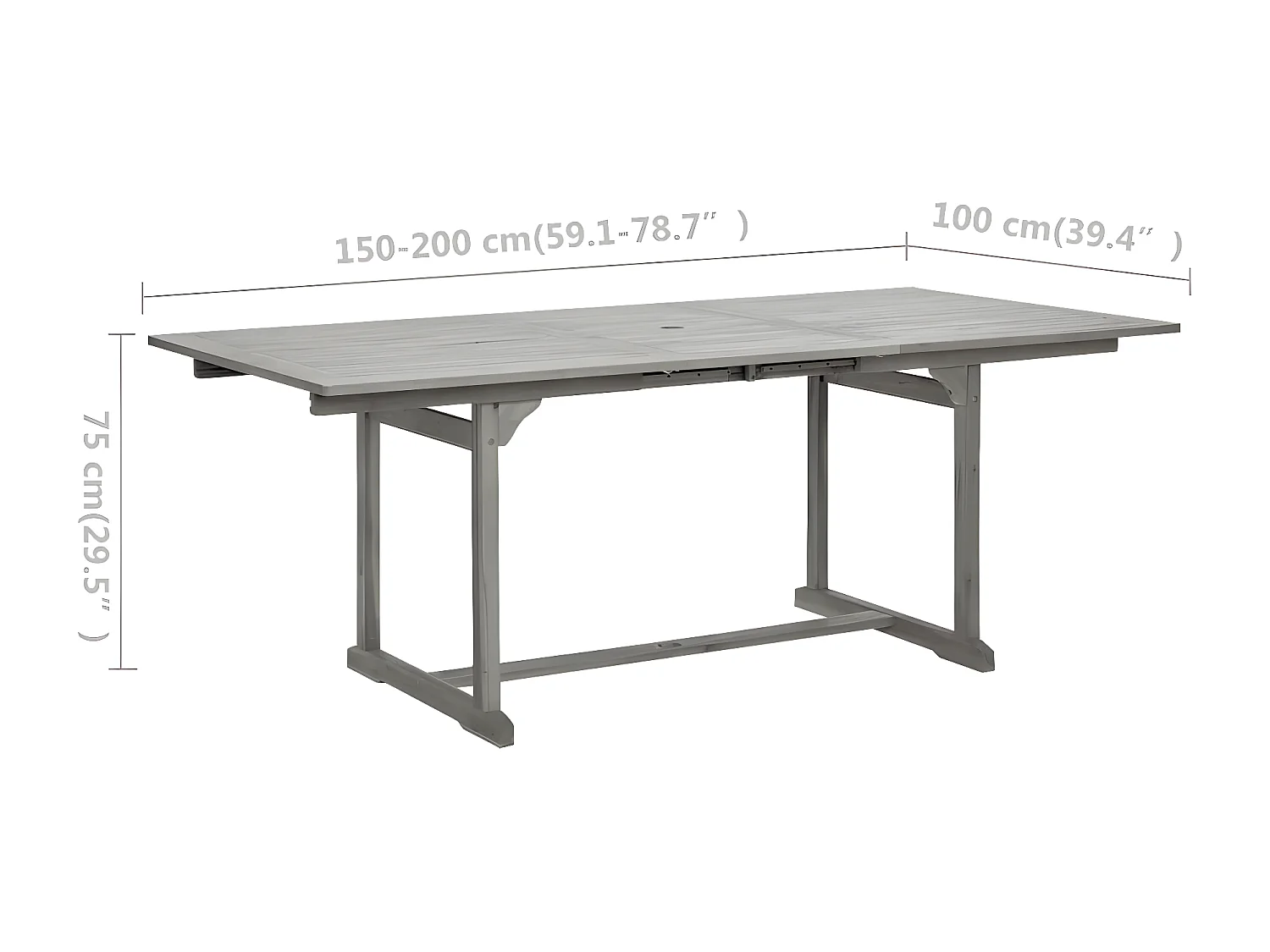 Stokkemarke  Garten-Esstisch (150-200)x100x75 cm Massivholz Akazie