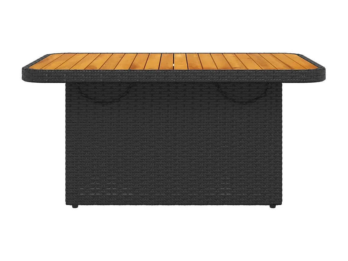 Rucphen  Gartentisch Schwarz 90x55x71 cm Poly Rattan und Akazienholz