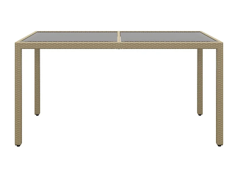 Giuseppe Luigi  Tuintafel 150x90x75 cm gehard glas en poly rattan beige