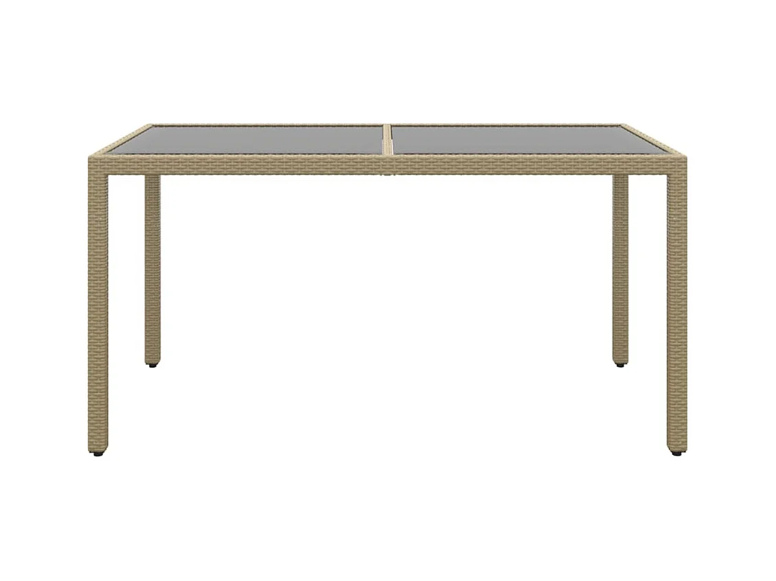 Giuseppe Luigi  Table de jardin 150x90x75 cm Verre trempé/résine tressée Beige