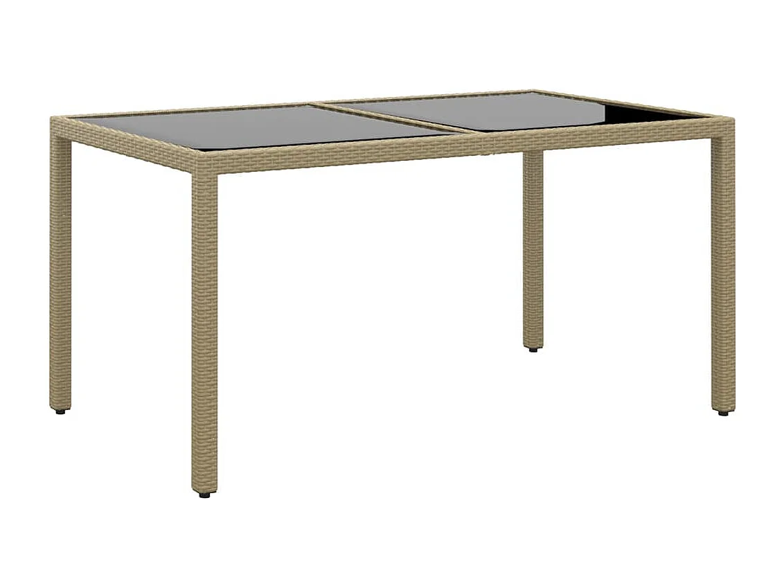 Giuseppe Luigi  Table de jardin 150x90x75 cm Verre trempé/résine tressée Beige
