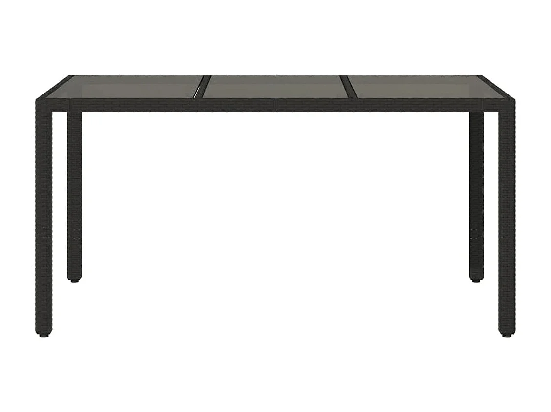 Michiel  Gartentisch mit Glasplatte Schwarz 150x90x75 cm Poly Rattan