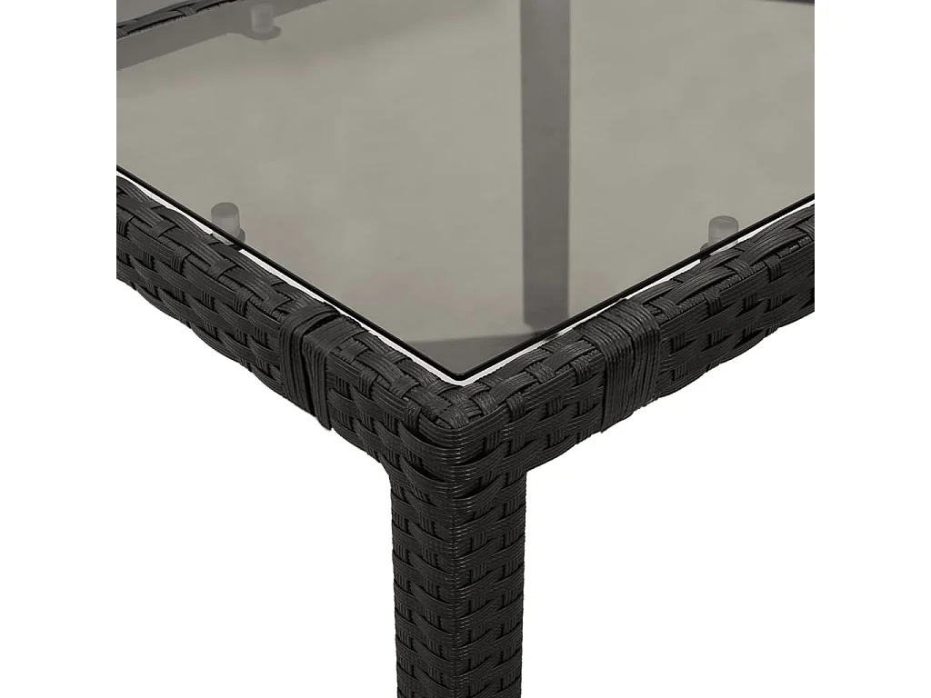 Michiel  Gartentisch mit Glasplatte Schwarz 150x90x75 cm Poly Rattan