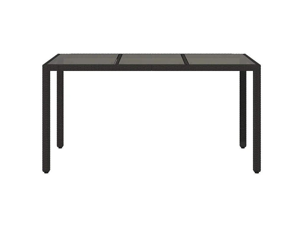 Michiel  Tuintafel met glazen blad 150x90x75 cm poly rattan zwart