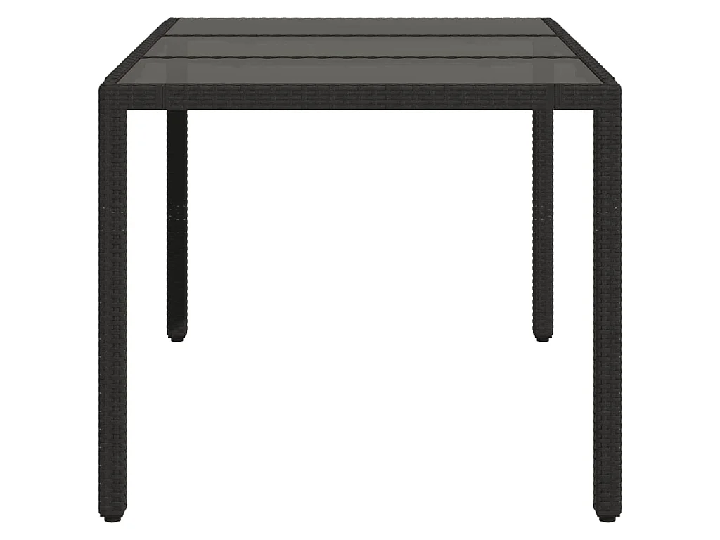 Michiel  Tuintafel met glazen blad 150x90x75 cm poly rattan zwart