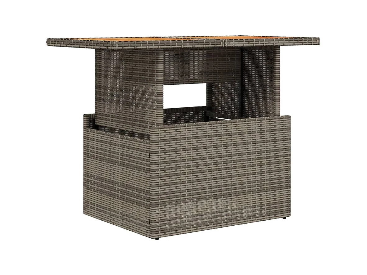 Pyr  Table de jardin gris 100x55x73 cm résine tressée et bois acacia