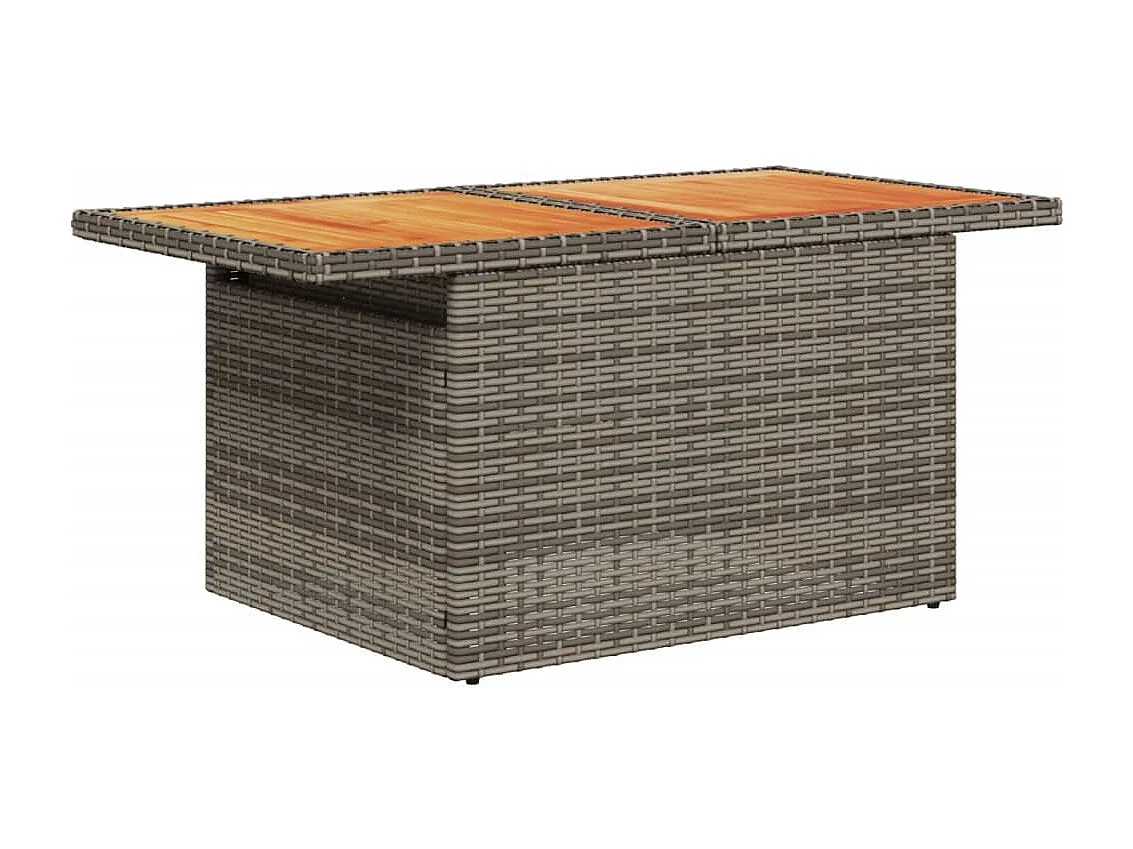 Pyr  Table de jardin gris 100x55x73 cm résine tressée et bois acacia
