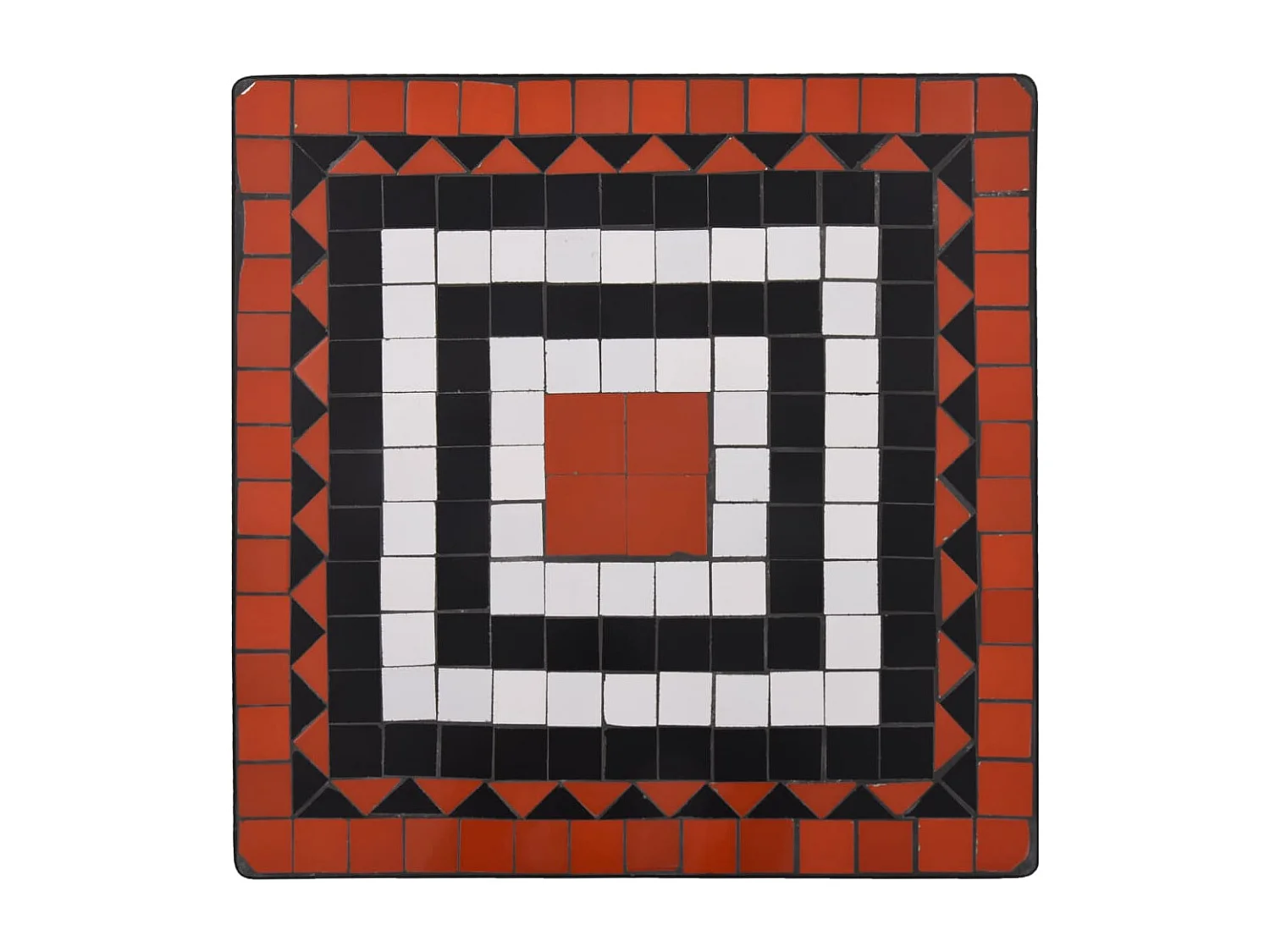 Michael Alan  Tavolino Bistrot con Mosaico Terracotta e Bianco 60 cm Ceramica