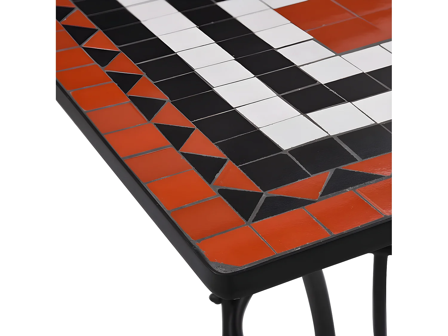 Michael Alan  Table de bistro mosaïque Terre cuite et blanc 60 cm Céramique