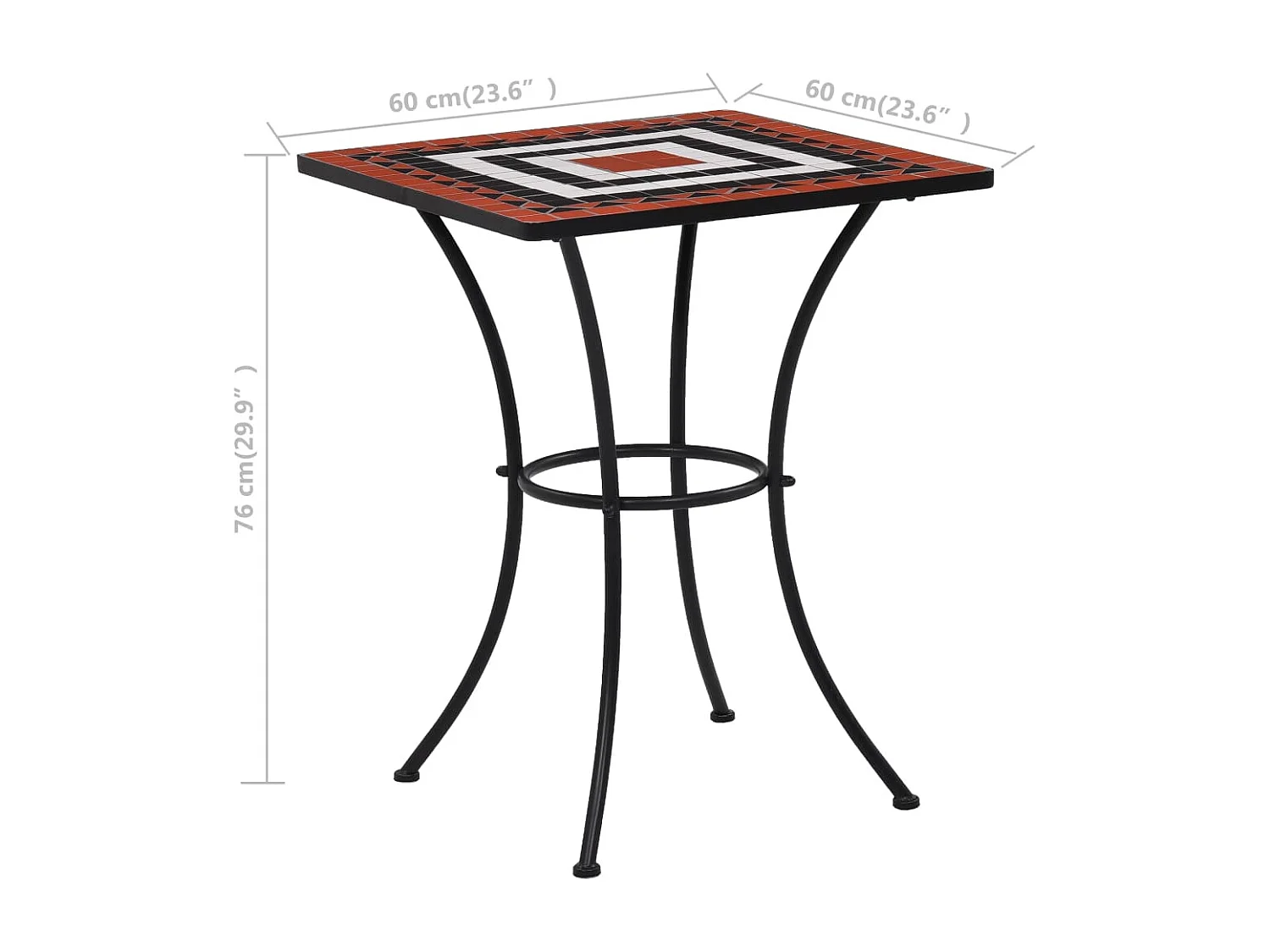 Michael Alan  Table de bistro mosaïque Terre cuite et blanc 60 cm Céramique
