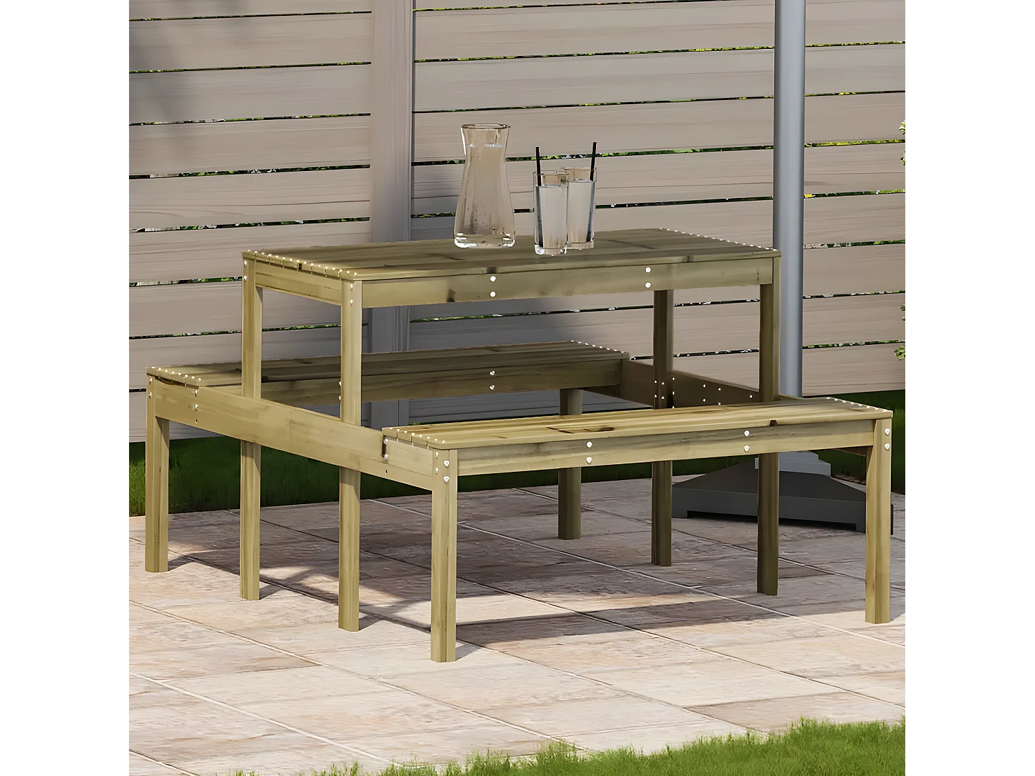 Horrin  Table de pique-nique 110x134x75 cm bois de pin imprégné