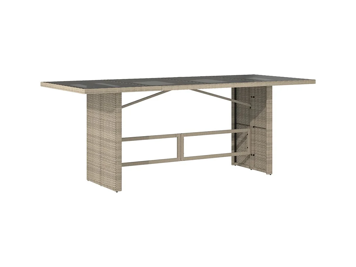 Cavan Lower  Table de jardin dessus en verre gris clair 190x80x74 cm