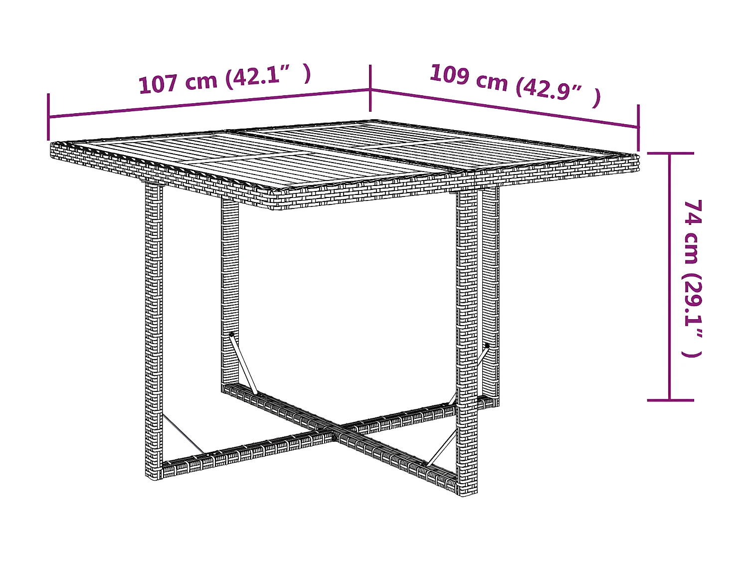 Cisco  Tuintafel 109x107x74 cm poly rattan en massief acaciahout beige