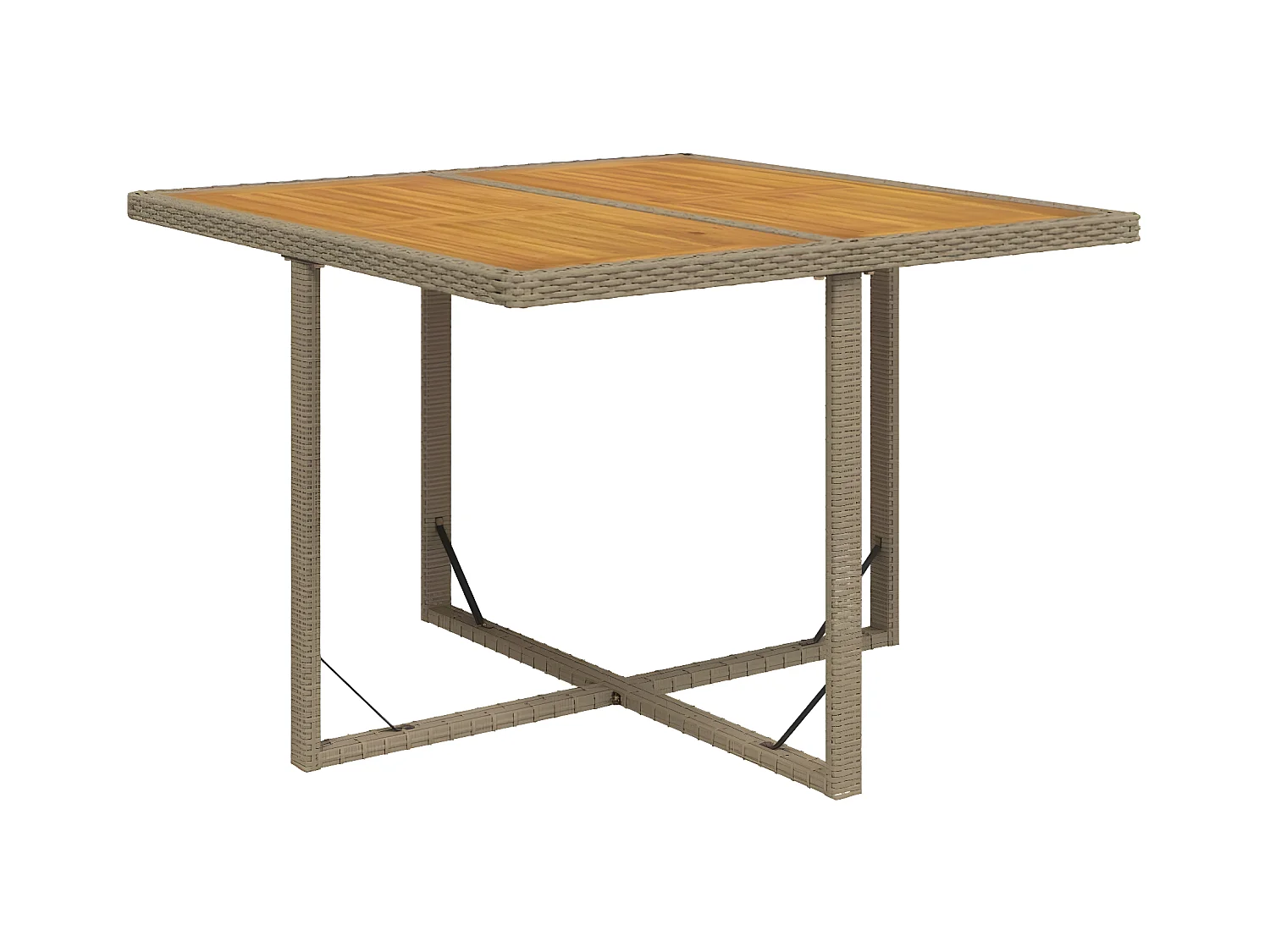 Cisco  Table de jardin Beige 109x107x74 cm Résine tressée bois massif