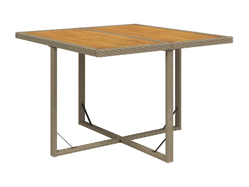 Cisco  Table de jardin Beige 109x107x74 cm Résine tressée bois massif