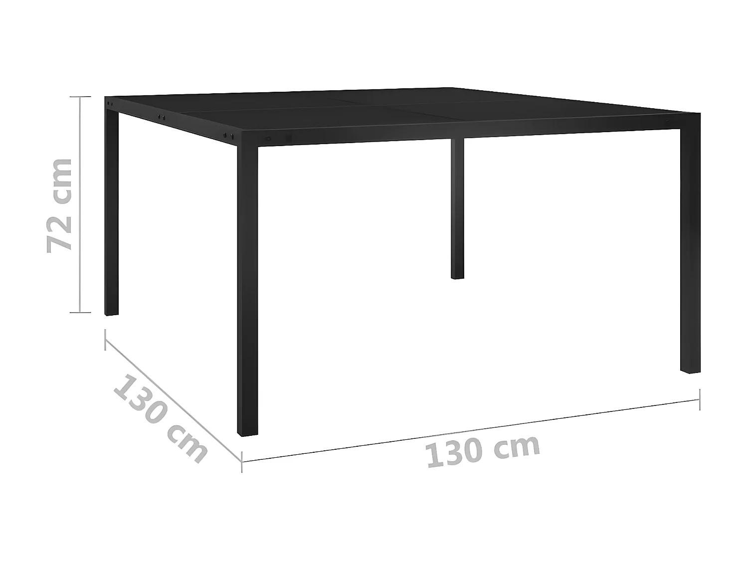 Garden Furniture -  Table de jardin 130x130x72 cm Noir Acier et verre