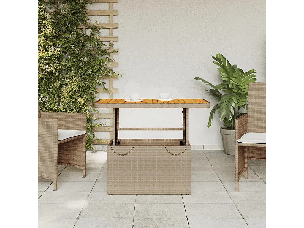 Rucphen  Tuintafel 90x55x71 cm poly rattan en acaciahout beige