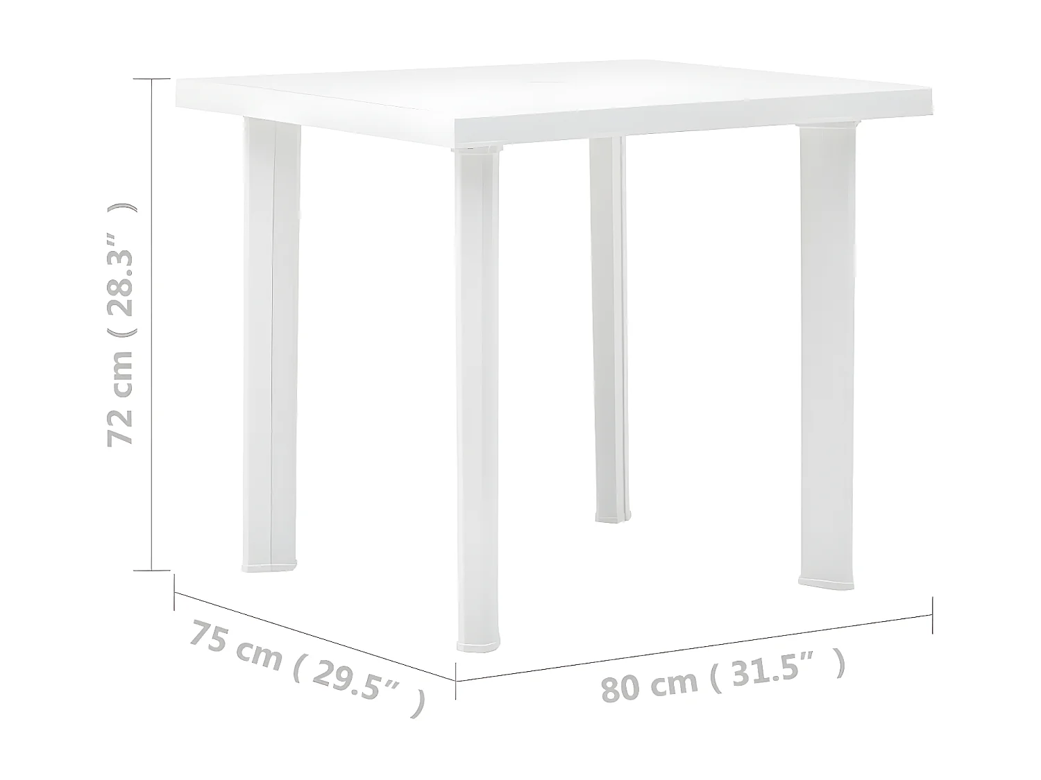 Claire-Evelyne  Tuintafel 80x75x72 cm kunststof wit