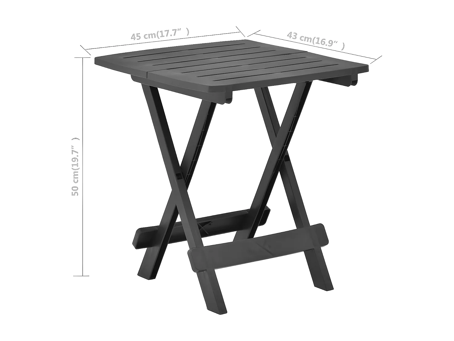 Bålsta  Table pliable de jardin anthracite 45x43x50 cm plastique