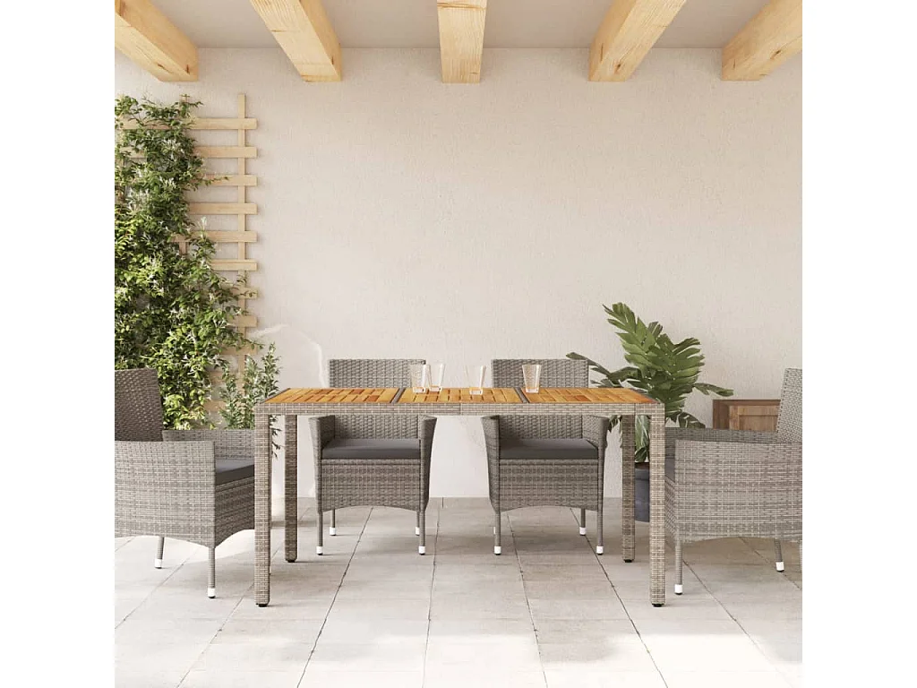 Garden Furniture -  Table de jardin et dessus en bois d'acacia gris résine tressée