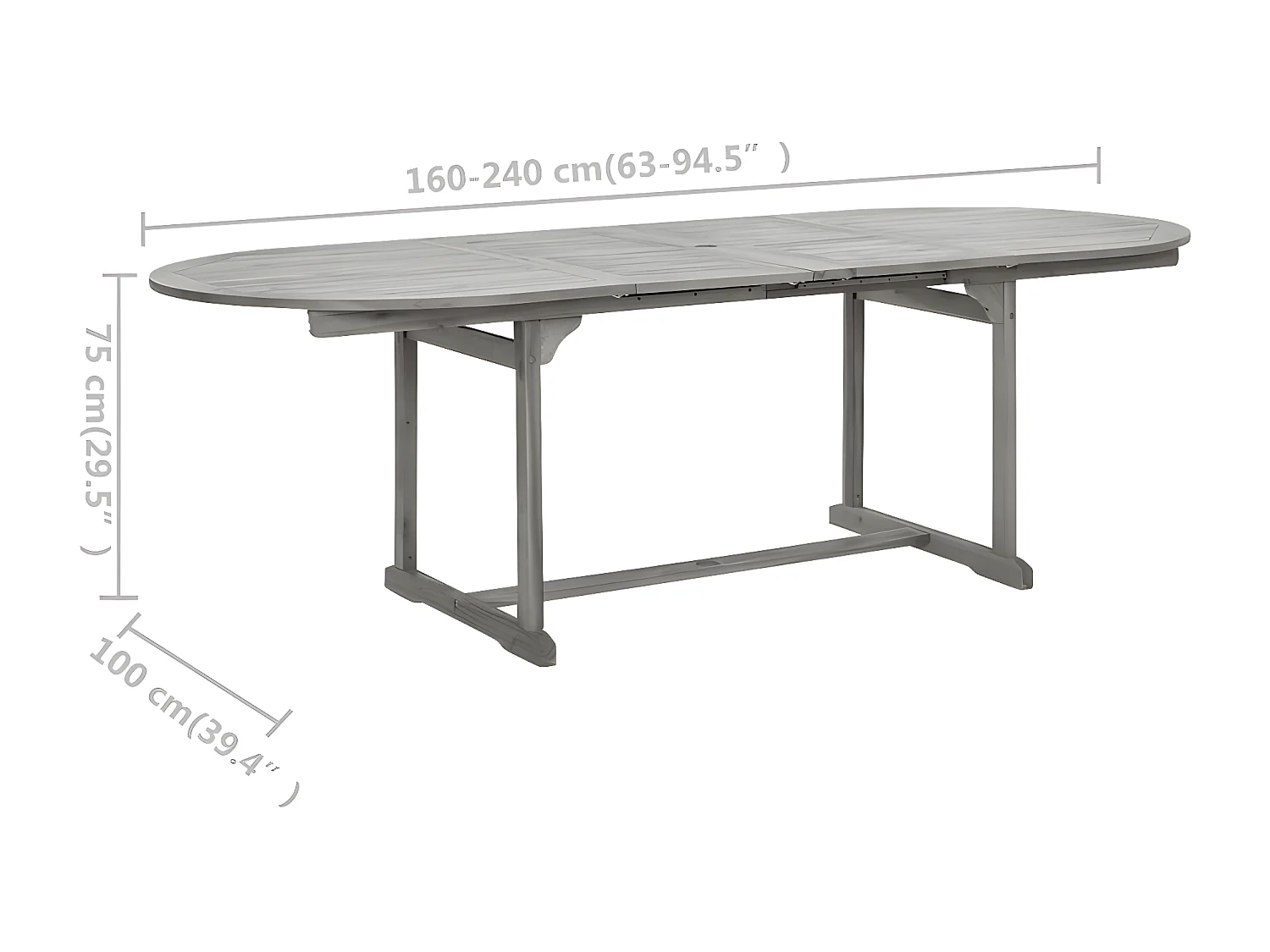 Stokkemarke  Table à dîner de jardin (160-240)x100x75cm Bois d'acacia massif